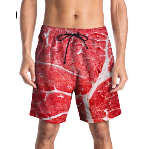 Beach Trousers Summer New Creative Meat Slices 3D Printed Trousers