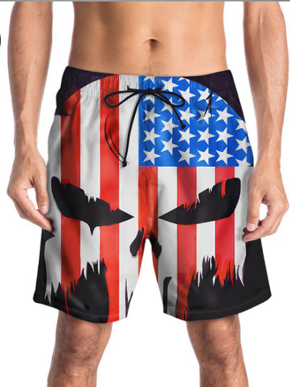 New Trousers 3D National Flag Skeleton Printed Beach Trousers 