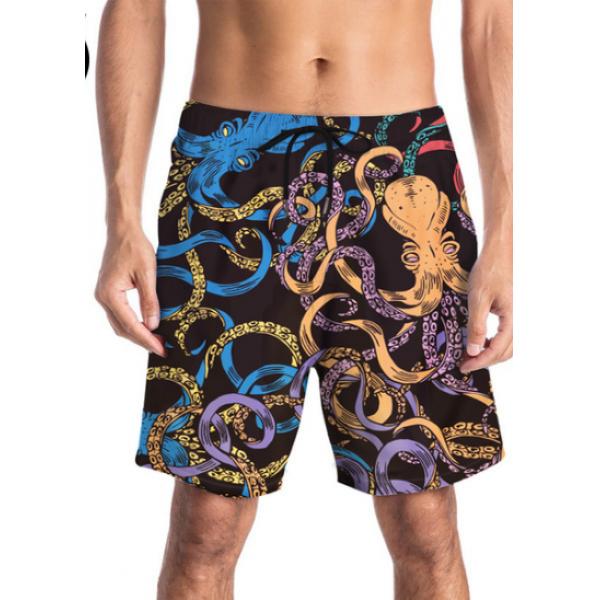 summer beach trousers octopus 3-D printed beach trousers 