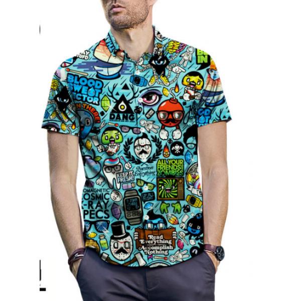 large shirt animation cartoon 3D printing short-sleeved shirt 