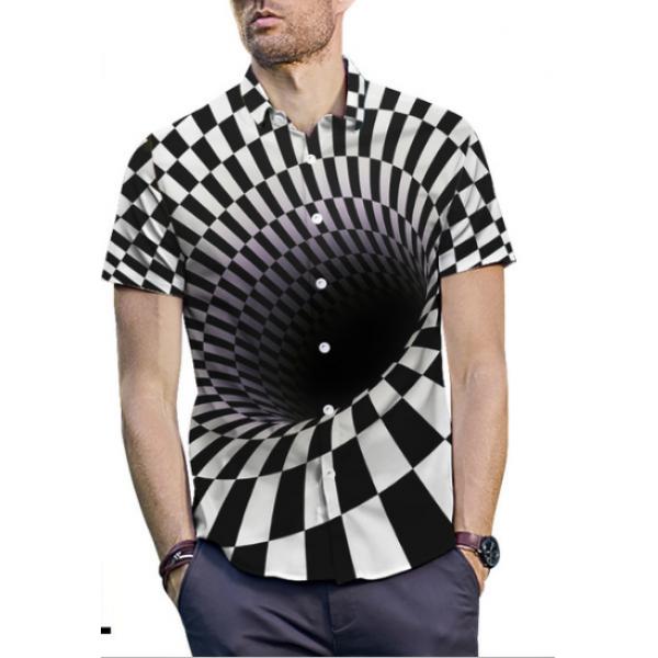 New shirt Loose Short Sleeve Hallucination Vortex 3D Printed Shirt 
