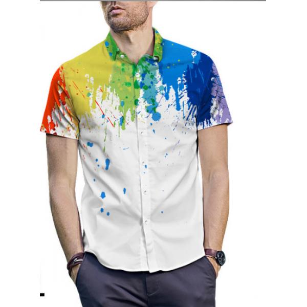 3D Splash Patterns Printed Shirt Short Sleeve Loose Fashion Top