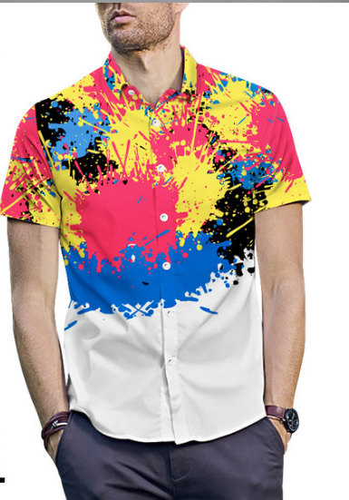 Fat Man’s Shirts Spray Printed Men’s Shirts Summer 