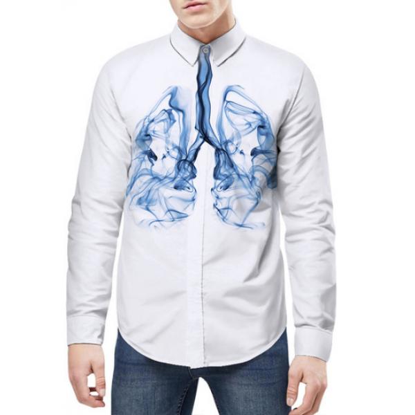 spring new creative 3-D smoke lung Print Long Sleeve Shirt 