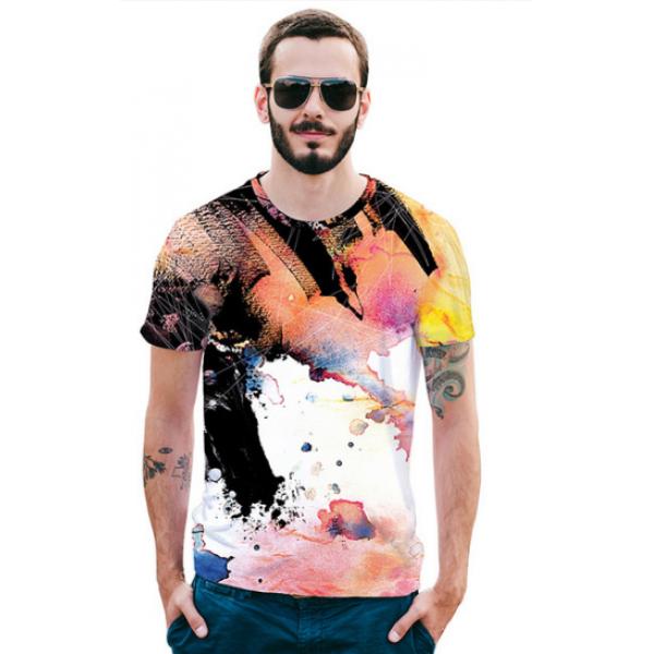 shirt Creative watercolor 3D printing loose short-sleeved T-shirt 
