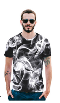 New Art Smoke 3D Printed T-shirt Street Loose Men’s T-shirt Summer 