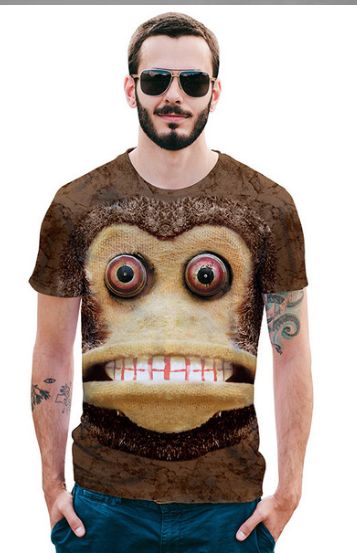 Creative Animation Monkey 3D Printed T-shirt Street Wharf Summer 