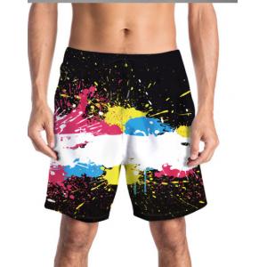 swimming trunks splashed with 3-D color printed beach trousers