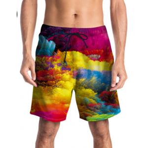 New Seven-color Cloud Printed Beach Trousers Fast Drying and Loose