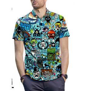 large shirt animation cartoon 3D printing short-sleeved shirt 