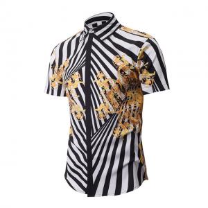 New Creative Stripe 3D Printed Shirt Street Brand Fashion Shirt 