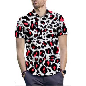 Large-size shirts with loose leopard print and 3D printing shirts
