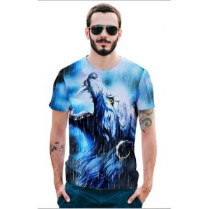 Summer New Creative Wolf Head Totem 3D Printed T-shirt Street 