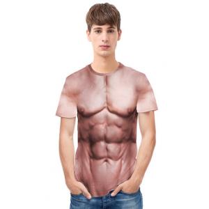 New Round-collar Human Muscle 3D Printed T-shirt Short-sleeved 
