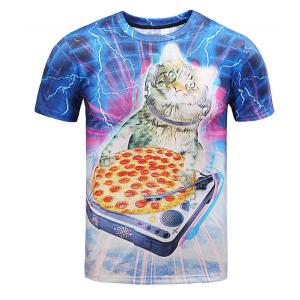 Digital Creative Lightning Cat 3D Printed T-shirt Young Fashion