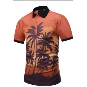 Summer New 3D Creative Coconut Forest Landscape Printed Polo Shirt 