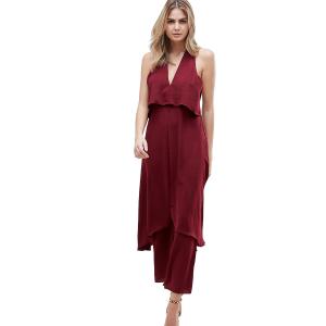 Sexy double-deck sleeveless pants with V-neck and back 