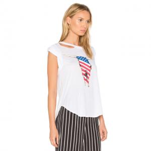Irregular Hollow-out Printed T-shirts with Fashion Necks 