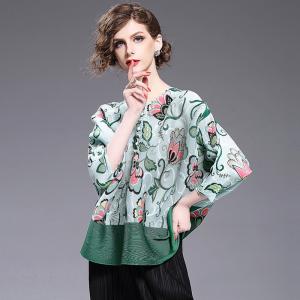 Chiffon shirt Summer single women’s Orientation Flower pleated
