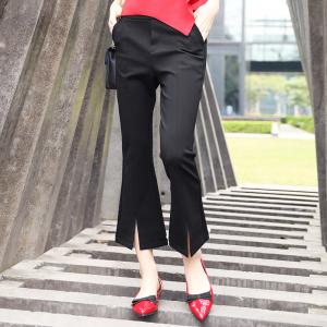 New Fashion Broad-legged Pants with Open Legs Black Microhorn  