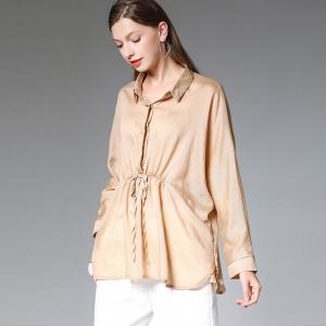 Autumn Shirt Long Sleeve Open Crossed Tencel Blouse