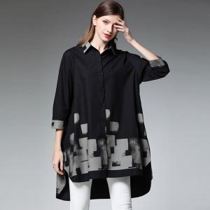 New Mid-sleeve Fashion Mid-long Printed Shirts Spring Garments