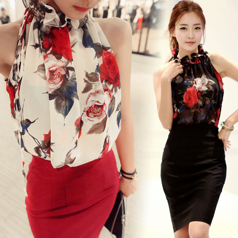 Elegant printed off shoulder sleeveless top + hip skirt two piece set