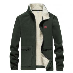 Autumn and winter men’s stand collar Plush cashmere coat large casual versatile jacket