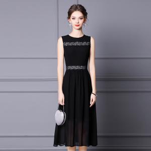 Black Sleeveless Lace Panel waist length skirt