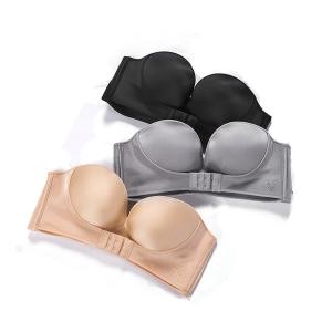 Front buckle gathered thickened bra， small chest， half cup， large upper support， adjustable anti-skid Strapless underwea