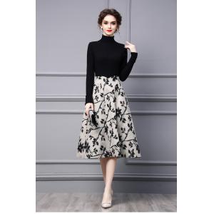 Long sleeve knitted A-line skirt