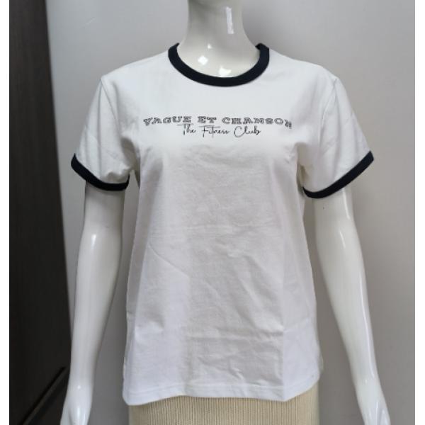 Shoulder Short Sleeve White T-shirt Women's Round Neck Summer Thin 2023 New T-shirt Pure Cotton